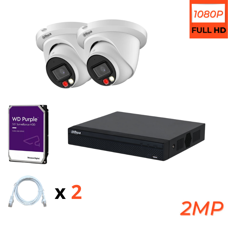 Kit de vidéosurveillance IP DAHUA avec 2 caméras Haute définition Full Colour