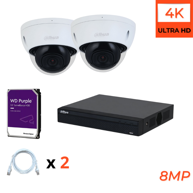 Kit de vidéosurveillance IP DAHUA avec 2 caméras Ultra Haute définition