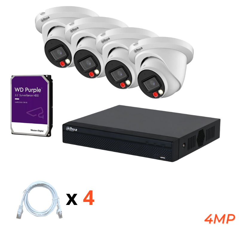 Kit de vidéosurveillance IP DAHUA avec 4 caméras très Haute définition Full Colour