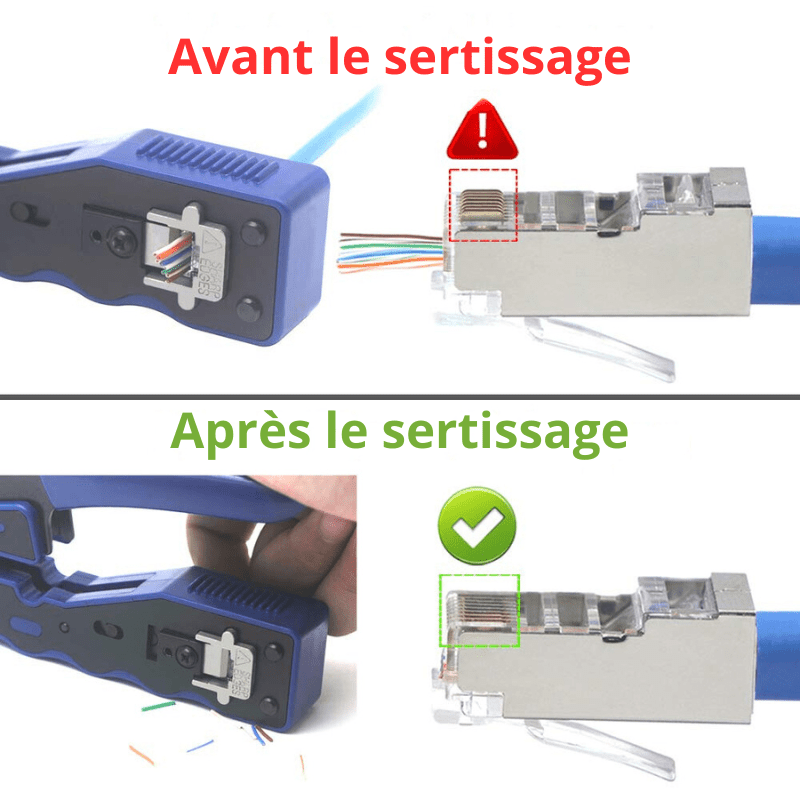 Connecteur blindé facile à sertir RJ45 Cat 6 - Direct - Sécurité - Boutique