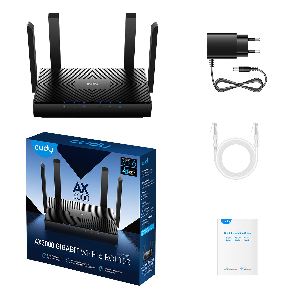 Routeur / répéteur Wifi avec MESH pour l'intérieur AX3000 CUDY - Direct - Sécurité - Boutique