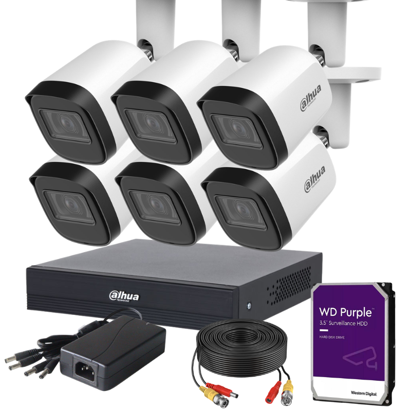 Kit de 6 caméras de surveillance extérieure analogique DAHUA - Série Lite