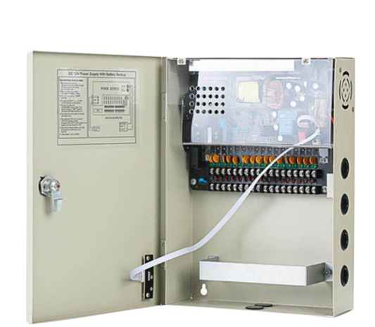 Boitier d'alimentation pour vidéosurveillance avec emplacement pour batterie - 18 sorties