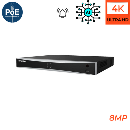 Enregistreurs de vidéosurveillance HYUNDAI 8 CANAUX POE 4K avec canaux d'alarmes