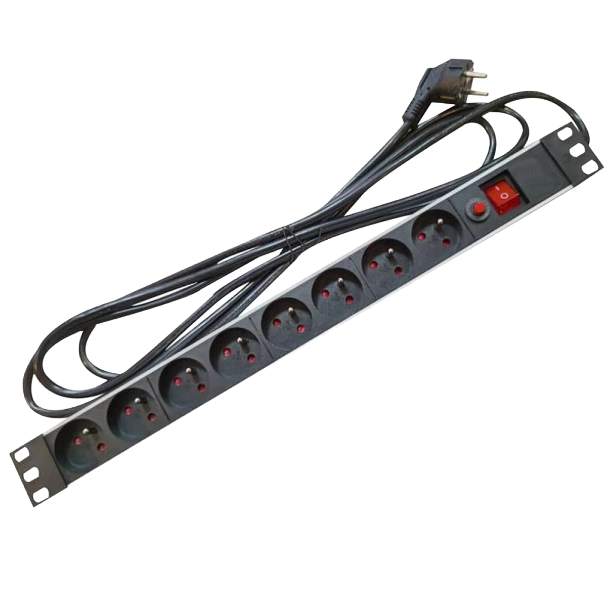 PANNEAU 1U 19" MULTIPRISES 8 PRISES + INTERRUPTEUR