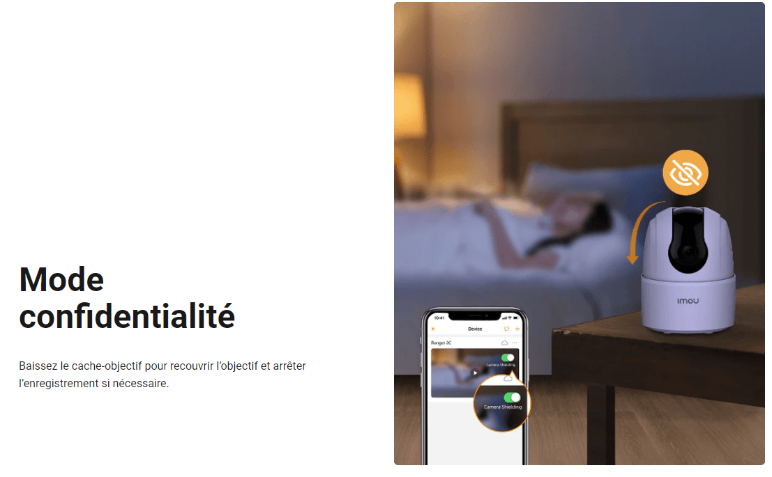 Caméra de surveillance motorisée pour l'intérieur avec détection de mouvement et haut parleur - Direct - Sécurité - Boutique