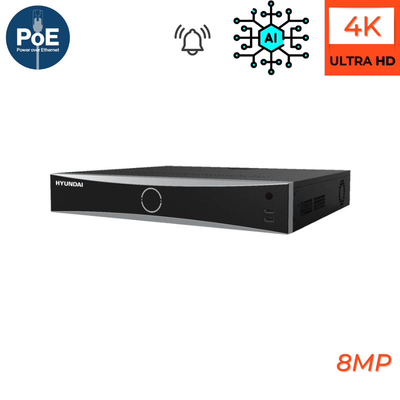 Enregistreurs de vidéosurveillance HYUNDAI 32 CANAUX POE avec IA et canaux d'alarmes - Direct - Sécurité - Boutique