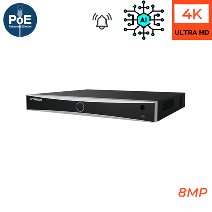 Enregistreurs de vidéosurveillance HYUNDAI 8 CANAUX POE 4K avec canaux d'alarmes - Direct - Sécurité - Boutique