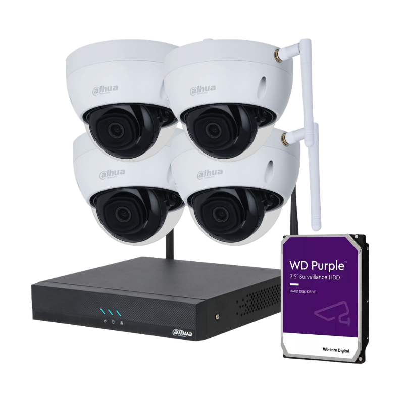 Kit de 4 caméras de surveillance DAHUA Anti-Vandalisme - WiFi sans fil