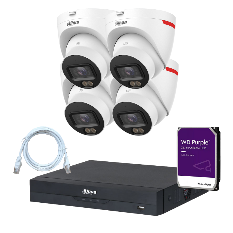 Kit de 4 caméras de surveillance DAHUA - Série WizColor