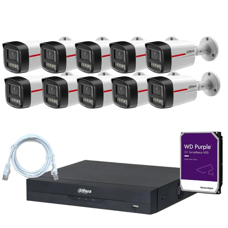 Kit de 10 caméras de surveillance extérieure DAHUA - Série WizColor