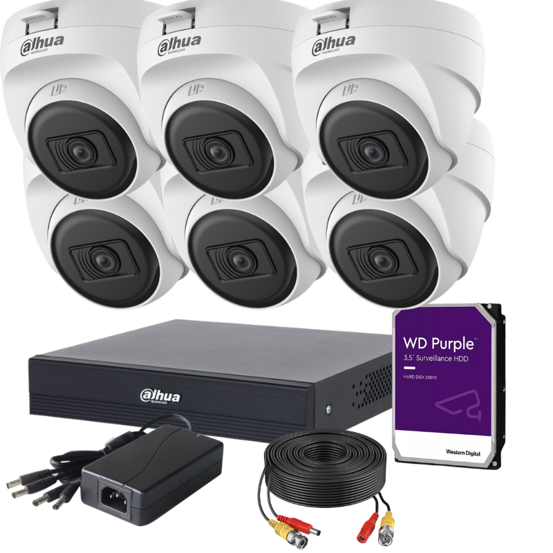 Kit de 6 caméras de surveillance analogique DAHUA - Série Lite