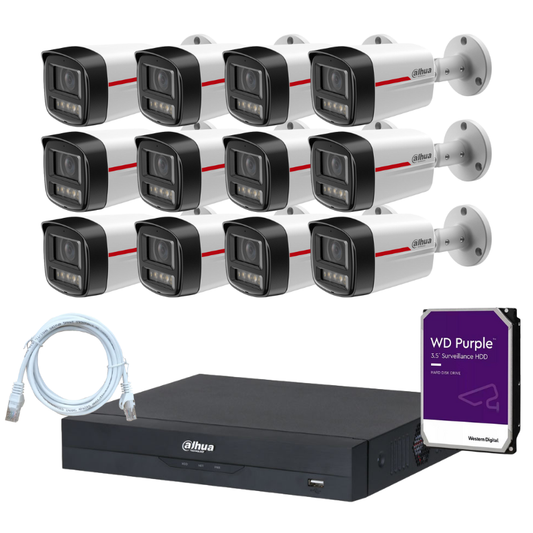 Kit de 12 caméras de surveillance extérieure DAHUA - Série WizColor