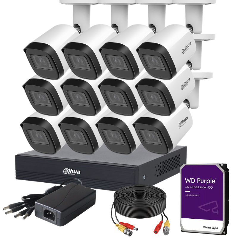 Kit de 12 caméras de surveillance extérieure analogique DAHUA - Série Lite