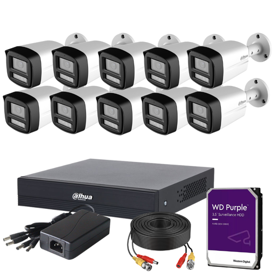 Kit de 10 caméras de surveillance extérieure analogique DAHUA - Série Pro