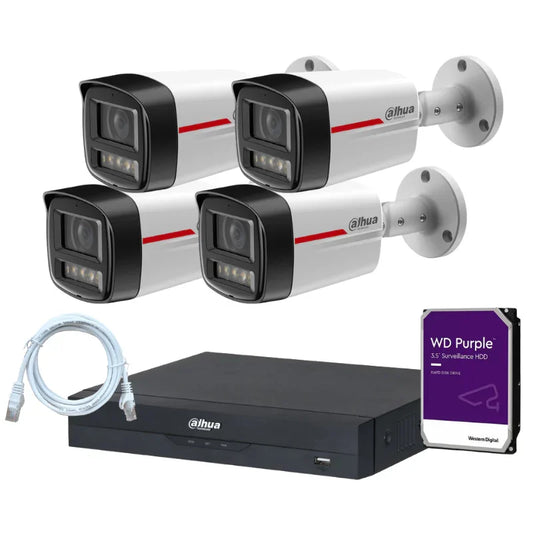 Kit de 4 caméras de surveillance extérieure DAHUA - Série WizColor